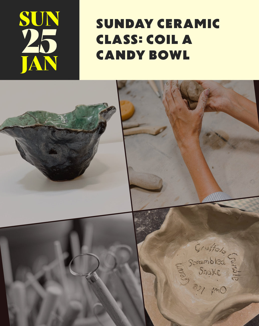 Sunday ceramic class: coil a candy bowl