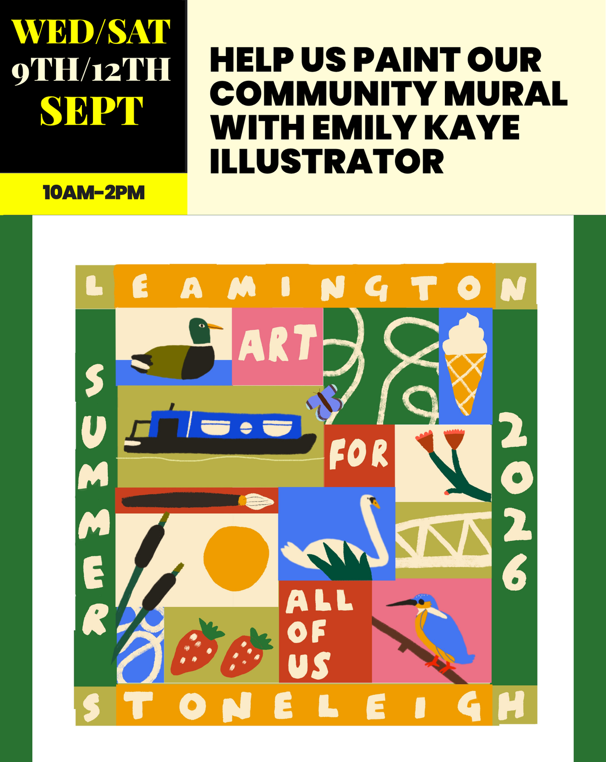 Help Paint our Community Mural with Emily Kaye Illustration | Wednesday 9th and Saturday 12th September