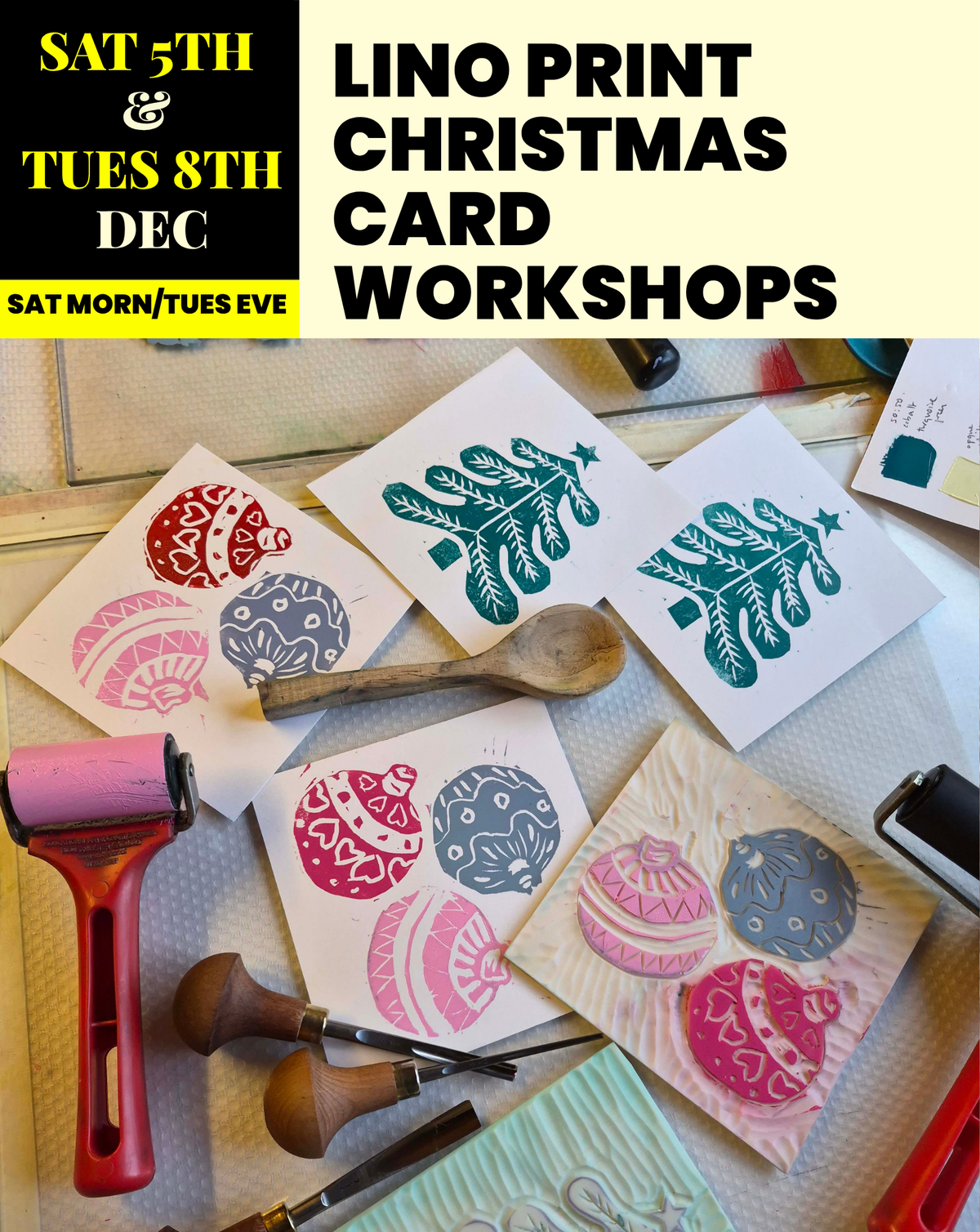 Lino Print Christmas Card Workshops | Saturday 5th December and Tuesday 8th December